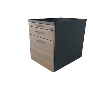 4260429763177 - fm Sidney Rollcontainer lavagrau eiche natur 3 Auszüge 434 x 600 x 540 cm