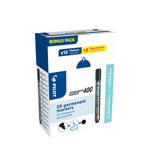 3131910504061 - 15 + 5 GRATIS PILOT 400 Permanentmarker schwarz 10 - 40 mm 15 St + GRATIS 5 St 3131910504061 - 15 + 5 GRATIS PILOT 400 Permanentmarker schwarz 10 - 40 mm 15 St + GRATIS 5 St