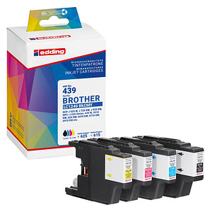 edding EDD-439 schwarz, cyan, magenta, gelb Druckerpatronen kompatibel zu brother LC-1240BK/C/M/Y, 4er-Set
