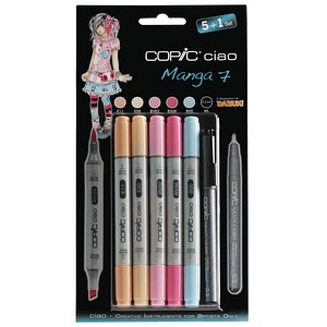 COPIC® Ciao  Manga 7 Layoutmarker-Set farbsortiert 1,0 + 6,0 mm, 6 St.