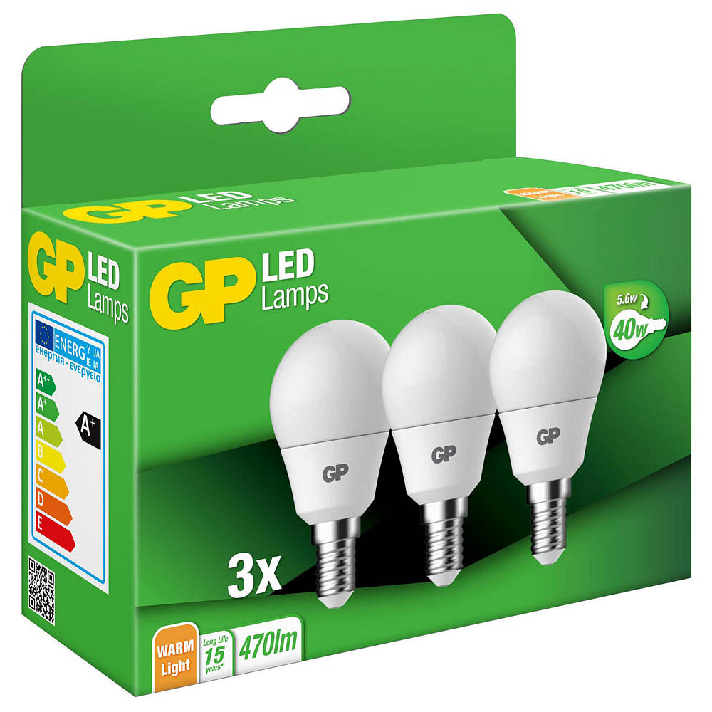 3 GP LEDLampen Deco Mini Globe E14 4,9 W matt >>