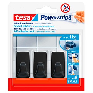 Tesa 58278-00000-20 Powerstrips 3Haken S Eckig schwarz   4063565247064 TESA 3 Stück