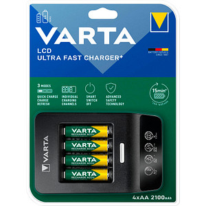 VARTA LCD ULTRA FAST CHARGER+ Akku-Schnellladegerät inkl. Akkus