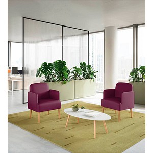 3660141967319 - meet by Paperflow Sessel BROOKS 4-Fußgestell Sitz- und Rückenpolsterung B 620 x T 520 x H 440 mm lila buche 3660141967319 - meet by Paperflow Sessel BROOKS 4-Fußgestell Sitz- und Rückenpolsterung B 620 x T 520 x H 440 mm lila buche