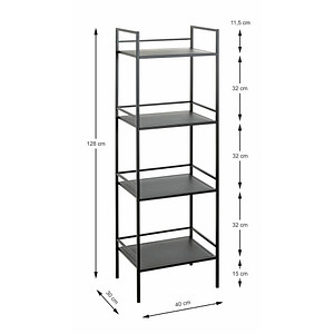 4001070545237 - Regal HAKU 4 Fachböden mit jeweils bis zu 8 kg Tragkraft B 400 x T 300 x H 1280 mm Stahl Metall schwarz 4001070545237 - Regal HAKU 4 Fachböden mit jeweils bis zu 8 kg Tragkraft B 400 x T 300 x H 1280 mm Stahl Metall schwarz