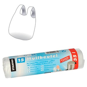 Papstar Müllsäcke 12077 CleanUP, transparent, 35 Liter, mit Griff, reißfest 4002911120774 Papstar 15 Stück