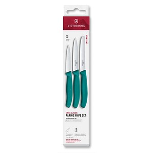 7613329191897 - 3 VICTORINOX Gemüsemesser Swiss Classic silber grün 7613329191897 - 3 VICTORINOX Gemüsemesser Swiss Classic silber grün
