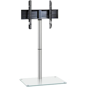 4051814368110 - TV Standfuß schwenkbar mit Zwischenboden Aluminium Ständer für Fernseher 26-70 Zoll bis 40 kg ESG-Sicherheitsglas Maße ca H 100 x B 60 x T 45 cm bis VESA 400x400 TV Möbel Alani