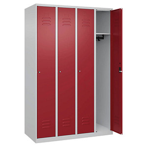 4067521363911 - Spind Classic Plus lichtgrau rubinrot 080000-40-S10016 4 Schließfächer 1200 x 500 x 1850 cm 4067521363911 C+P-Möbel