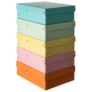 FALKEN PURE Aufbewahrungsbox 1250 Blatt pastellorange, pastellblau, pastellrosa, pastellgrün, pastellgelb 24,0 x 32,0 x 10,0 cm, 5 St.