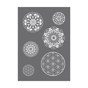 4006166016950 - Siebdruckschablone 6 Mandalas grau