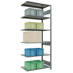 4004514281128 - Schulte Lagertechnik Fachbodenregal-Stecksystem MULTIplus 150 Anbauregal Längenriegel 2500x1000x600 mm 6 Böden verzinkt