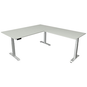 Kerkmann Move 4 elektrisch höhenverstellbarer Schreibtisch lichtgrau rechteckig, T-Fuß-Gestell silber 200,0 x 220,0 cm