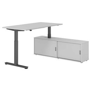 4032062334034 - Schreibtischkombination höhenverstellbar 71-120cm (H) 160x80cm (BxT) rechteckig grau   graphit 4032062334034 Hammerbacher