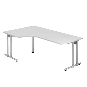 4032062134795 - HAMMERBACHER NS82 Schreibtisch weiß L-Form C-Fuß-Gestell silber 2000 x 800 1200 cm