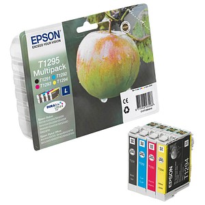 4 EPSON T1295L schwarz, cyan, magenta, gelb Tintenpatronen 4 EPSON T1295L schwarz, cyan, magenta, gelb Tintenpatronen