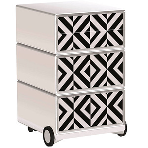 PAPERFLOW easyBox Black & White Rollcontainer weiß, schwarz 4 Auszüge 39,0 x 43,6 x 64,2 cm