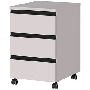 4005949403963 - Rollcontainer Aalborg 3 Schubladen je 10 kg Traglast Teilauszug Metallgriff feststellbar B 400 x T 500 x H 630 mm kaschmir