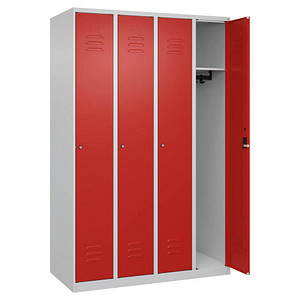 4067521364024 - Spind Classic Plus lichtgrau verkehrsrot 080000-40-S10017 4 Schließfächer 1200 x 500 x 1850 cm 4067521364024 C+P-Möbel