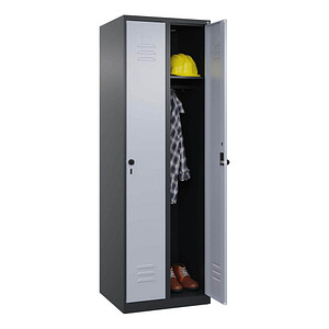 4068427573015 - Spind Classic Plus schwarzgrau weißaluminium 080000-20 S10111 2 Schließfächer 900 x 500 x 1850 cm 4068427573015 C+P-Möbel