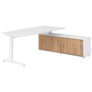 HAMMERBACHER XBE19SB höhenverstellbarer Schreibtisch weiß rechteckig, C-Fuß-Gestell weiß 180,0 x 80,0 cm