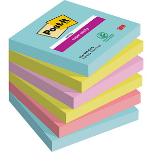 Post-it® Super Sticky Cosmic Haftnotizen extrastark farbsortiert 6 Blöcke