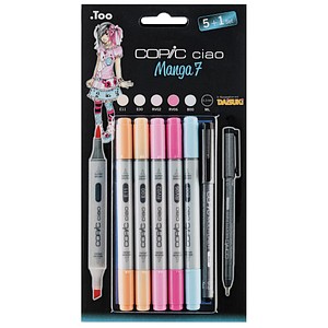 4013695261508 - Layoutmarker Ciao Manga 7 22075564 5+1er Etui farbig sortiert 1mm & 6mm Rundspitze Keilspitze 4013695261508 6 Stück