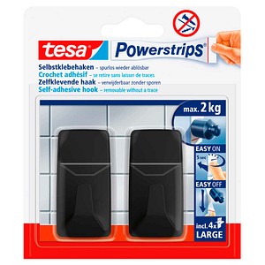 Tesa 58279-00000-20 Powerstrips 2Haken L Eckig schwarz   4063565247057 TESA 2 Stück