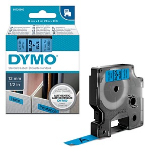 Beschriftungsband D1 S0720560, 12 mm schwarz auf blau