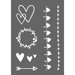 4006166349256 - Siebdruckschablone Herzen grau