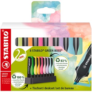 4006381572842 - Textmarker GREEN BOSS Pastell 6070 08-5 Etui 8-farbig sortiert 2-5mm Keilspitze 4006381572842 Stabilo
