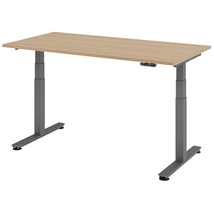 4032062306789 - HAMMERBACHER XDSM16 elektrisch höhenverstellbarer Schreibtisch eiche rechteckig T-Fuß-Gestell grau 1600 x 800 cm 4032062306789 - HAMMERBACHER XDSM16 elektrisch höhenverstellbarer Schreibtisch eiche rechteckig T-Fuß-Gestell grau 1600 x 800 cm