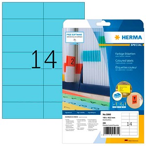 HERMA Etiketten 5060 blau 105,0 x 42,3 mm, 20 Blatt