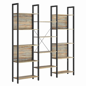 0194343043517 - Vasagle Bücherregal Standregal mit 14 Ablagen Regal mit Metallrahmen für Wohnzimmer Arbeitszimmer Büro Industrie-Design 24 x 158 x 166 cm