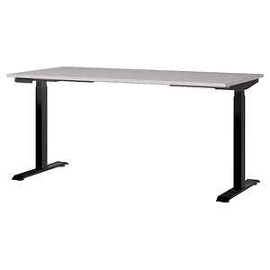 GERMANIA JET höhenverstellbarer Schreibtisch kaschmir rechteckig, T-Fuß-Gestell schwarz 160,0 x 80,0 cm
