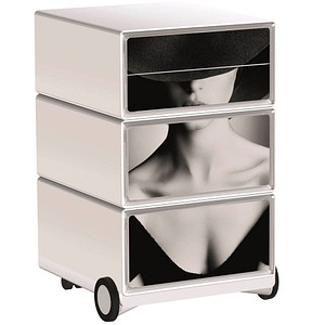 PAPERFLOW easyBox Classic Chic Rollcontainer weiß, bunt 4 Auszüge 39,0 x 43,6 x 64,2 cm