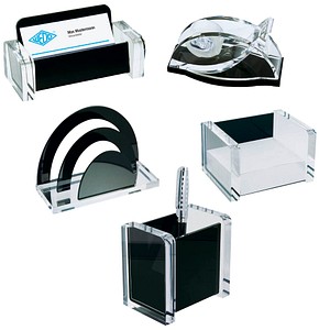 Schreibtischset acryl exklusiv glasklar/schwarz