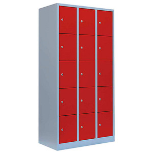 4061815518506 - Schließfachschrank feuerrot lichtgrau 520534 15 Schließfächer 885 x 500 x 1800 cm 4061815518506 LÜLLMANN