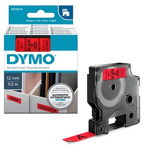 Beschriftungsband D1 S0720570, 12 mm schwarz auf rot