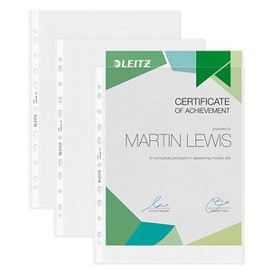 AKTION: 100 LEITZ Prospekthüllen 4704 DIN A4 transparent genarbt 0,10 mm mit Prämie nach Registrierung