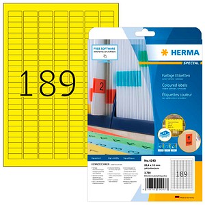 3.780 HERMA Etiketten 4243 gelb 25,4 x 10,0 mm