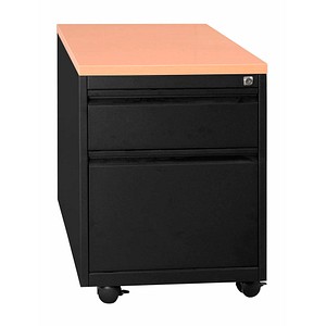 Gürkan Rollcontainer schwarz, buche 2 Auszüge