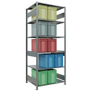 4004514281371 - Schulte Lagertechnik Fachbodenregal MULTIplus150 Steck-Grundregal B 1000 x T 800 x H 2500 mm 6 Ebenen bis 1400 kg verzinkt