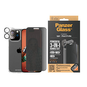 PanzerGlass™ 3-in-1 Privacy Schutz-Set für Apple iPhone 15 Pro Max