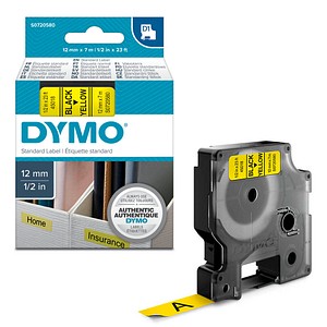 Beschriftungsband D1 S0720580, 12 mm schwarz auf gelb