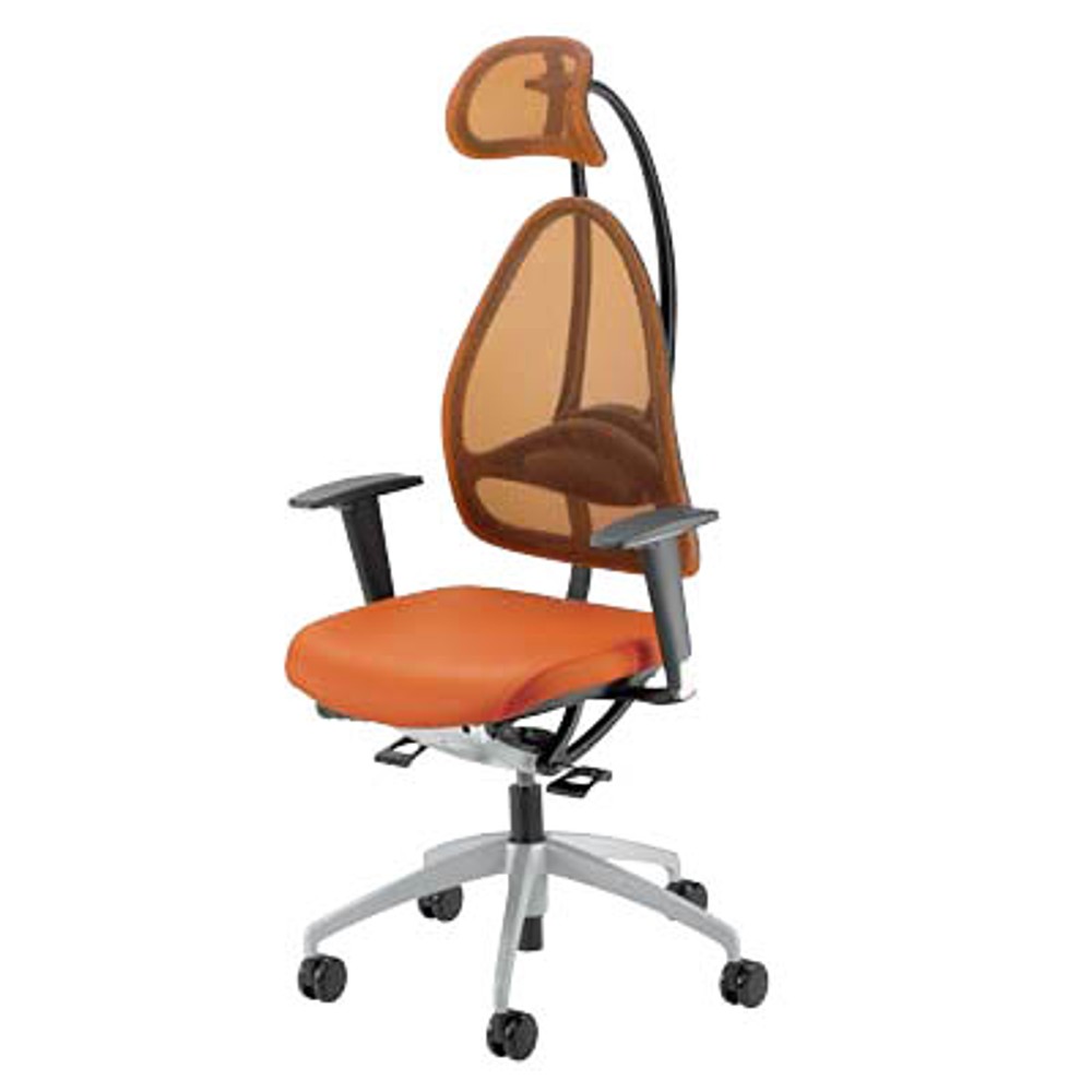 ergonomischer Bürostuhl in orange mit Armlehnen