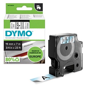 Dymo D1 Beschriftungsband - Schwarz auf Transparent - 19mm x 7m