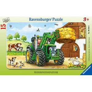 4005556060443 - Ravensburger Kinderpuzzle - 06044 Traktor auf dem Bauernhof - Rahmenpuzzle für Kinder ab 3 Jahren mit 15 Teilen
