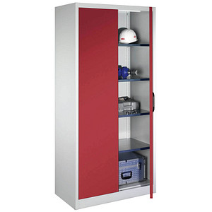 4067521584972 - Stahlschrank 08921-00 S10112 lichtgrau rubinrot 930 x 500 x 1950 cm aufgebaut 4067521584972 C+P-Möbel