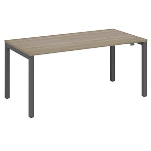 4260672333455 - fm Catro Schreibtisch eiche anthrazit metallic rechteckig 4-Fuß-Gestell grau 1600 x 800 cm